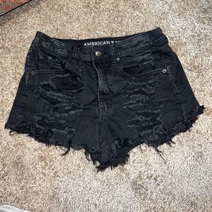 Black distressed A&E jean shorts